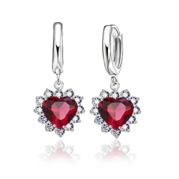 💎 NEW 💎 925 Sterling Silver Earrings And Necklace Set Bundle Heart - Picture 3 of 4